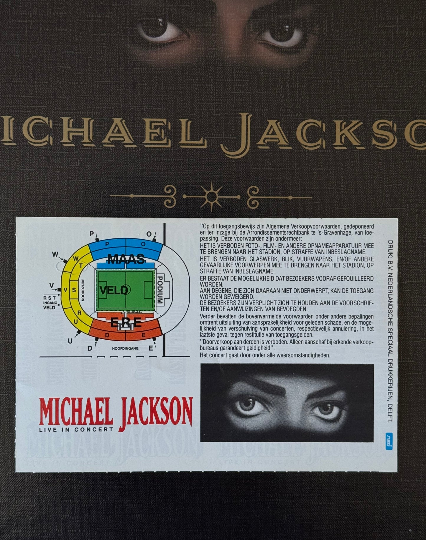 Michael Jackson Billet concert Dangerous Rotterdam 1992 Blue ticket