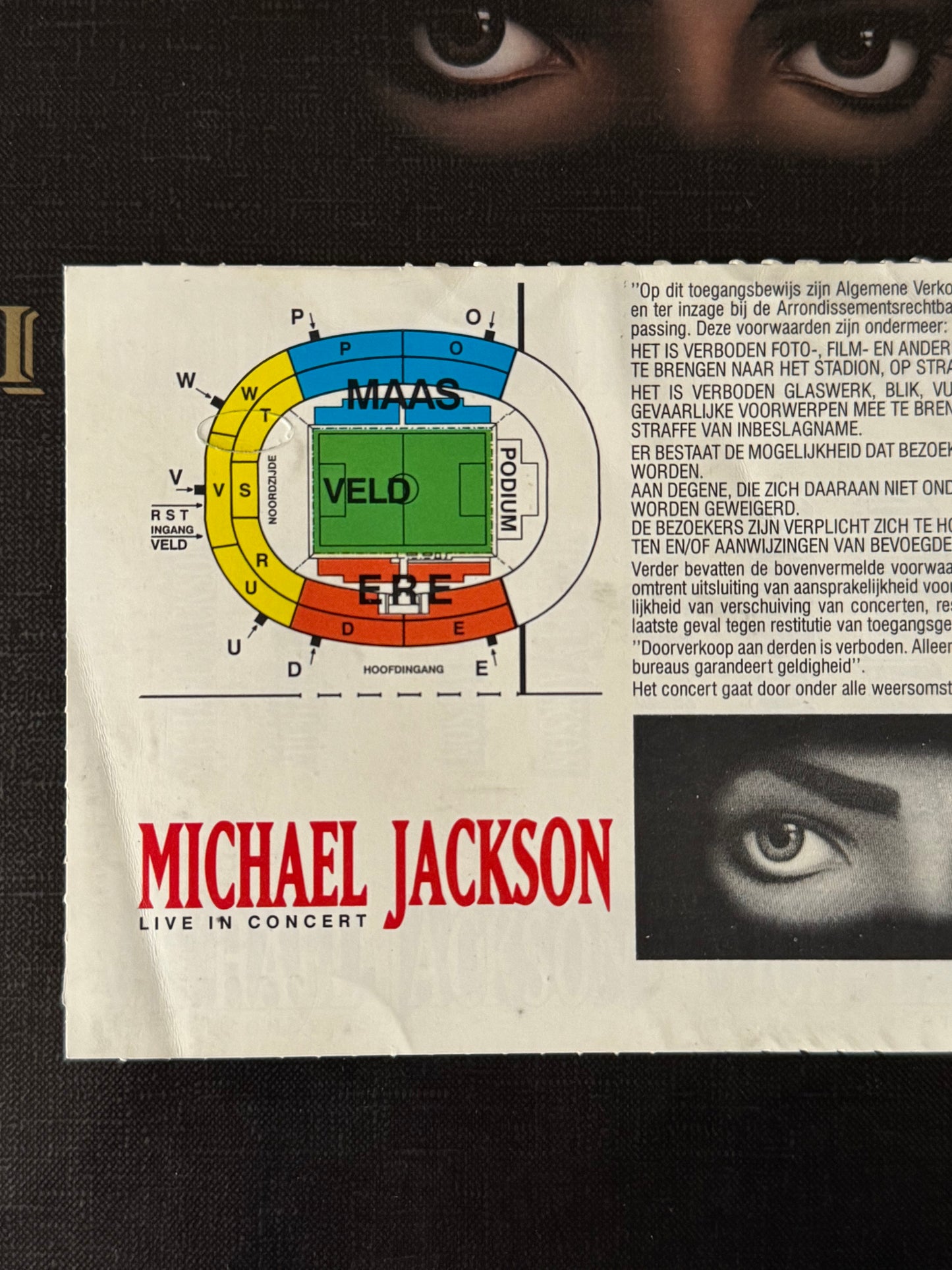Michael Jackson Billet concert Dangerous Rotterdam 1992 Green ticket