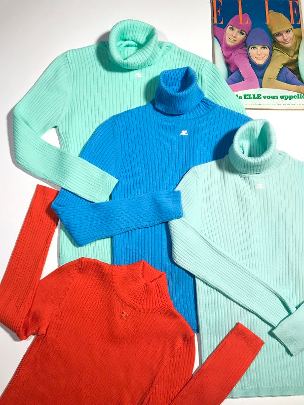 Courrèges mint green turtleneck sweater