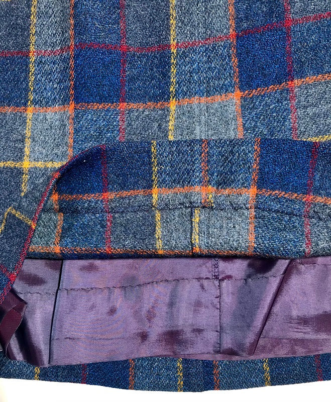 Courrèges tartan wool midi trapeze skirt