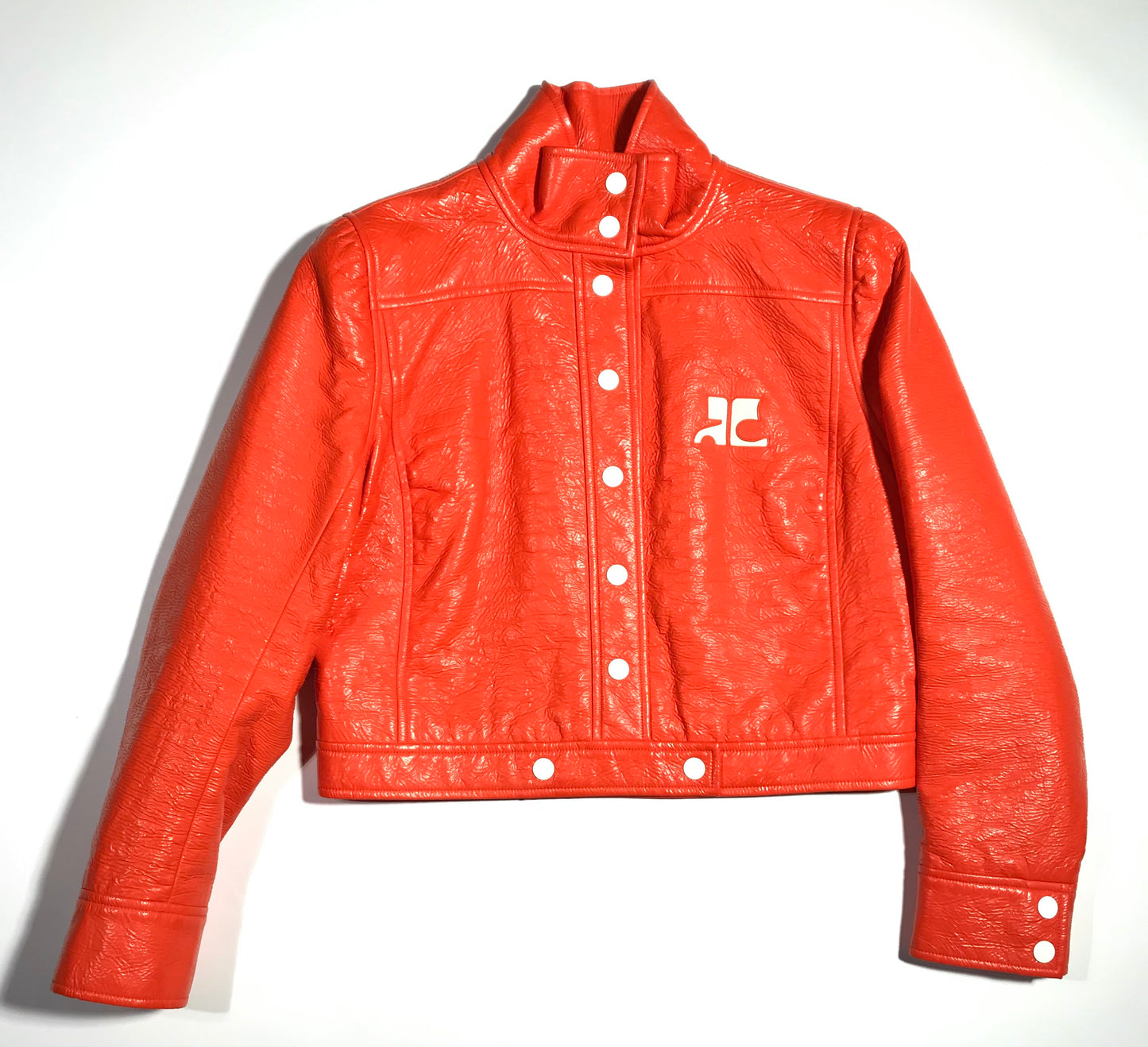 4. Courrèges orange vinyl jacket