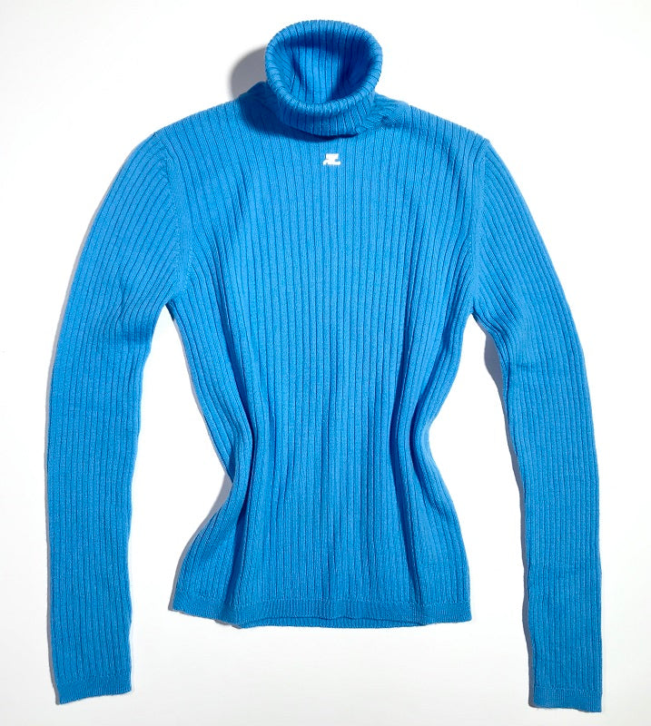 7. Pull Courrèges col roulé bleu méditerranée