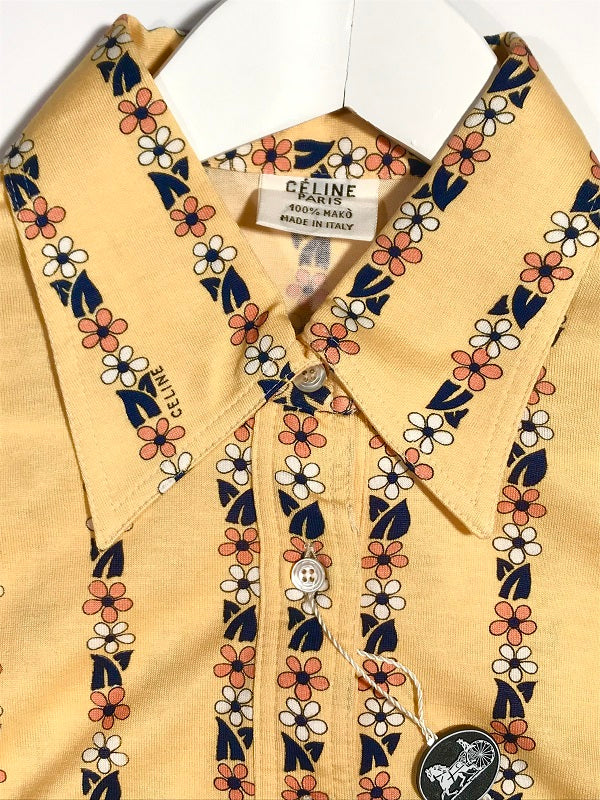 9c. Chemise Céline jaune à fleurs