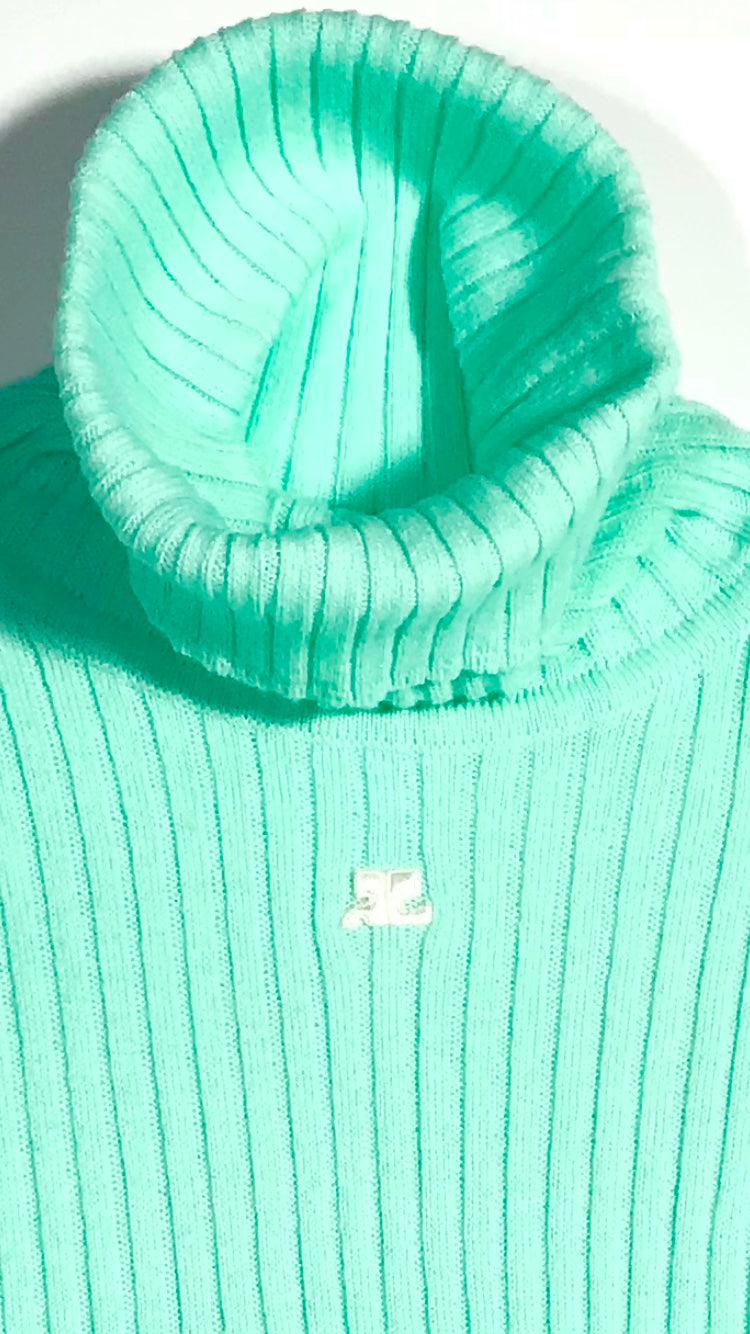 Courrèges mint green turtleneck sweater
