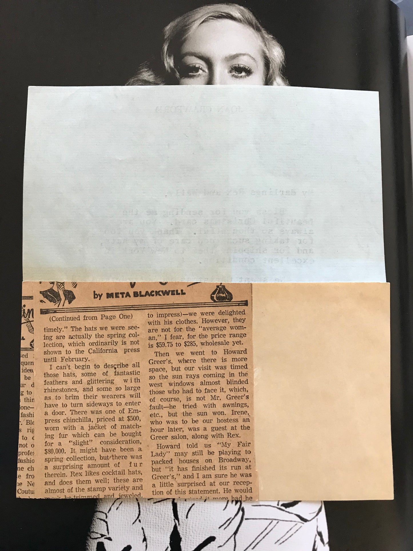 Letter signed by Joan Crawford, circa 1970