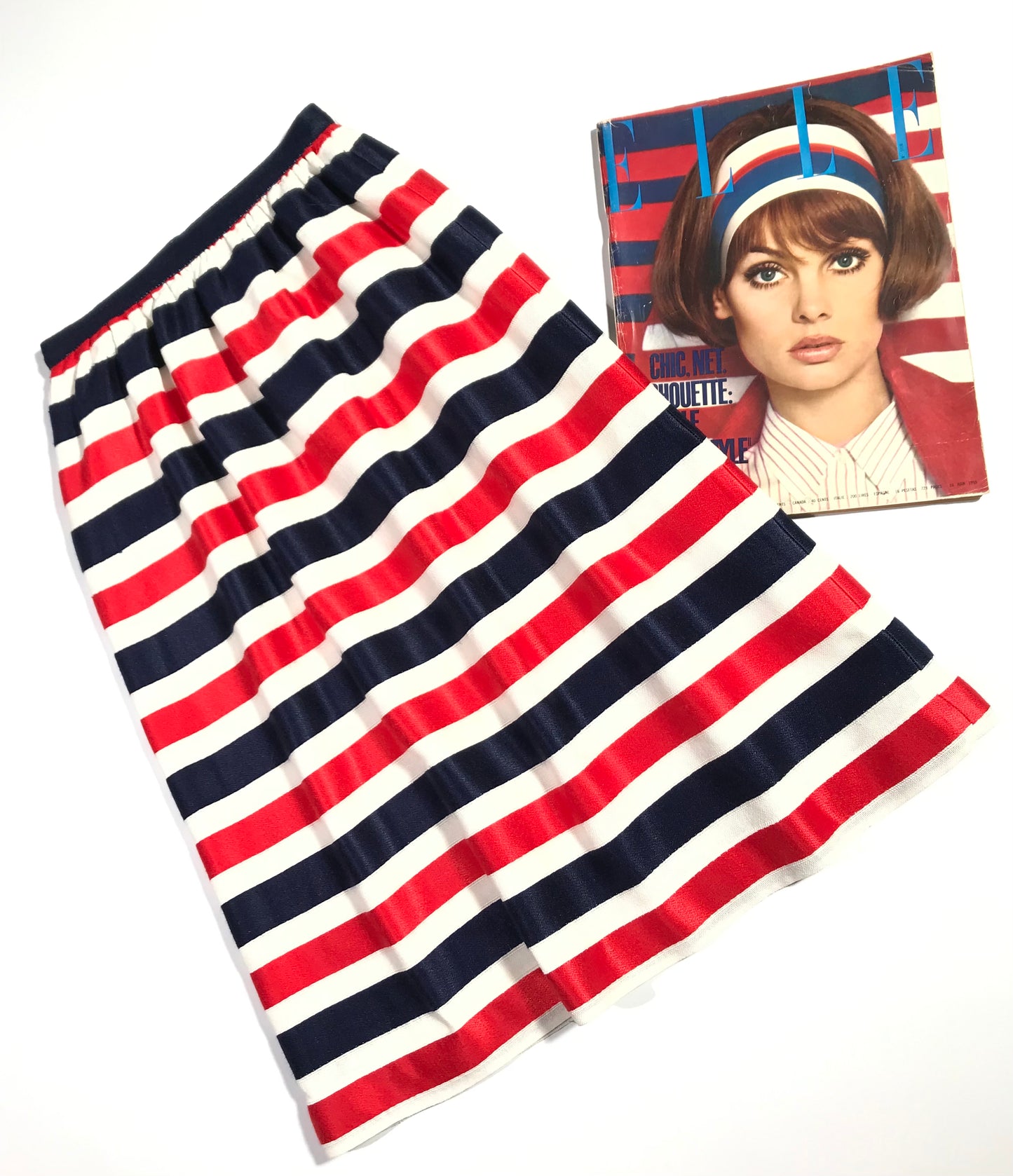 Courrèges skirt blue white red stripes