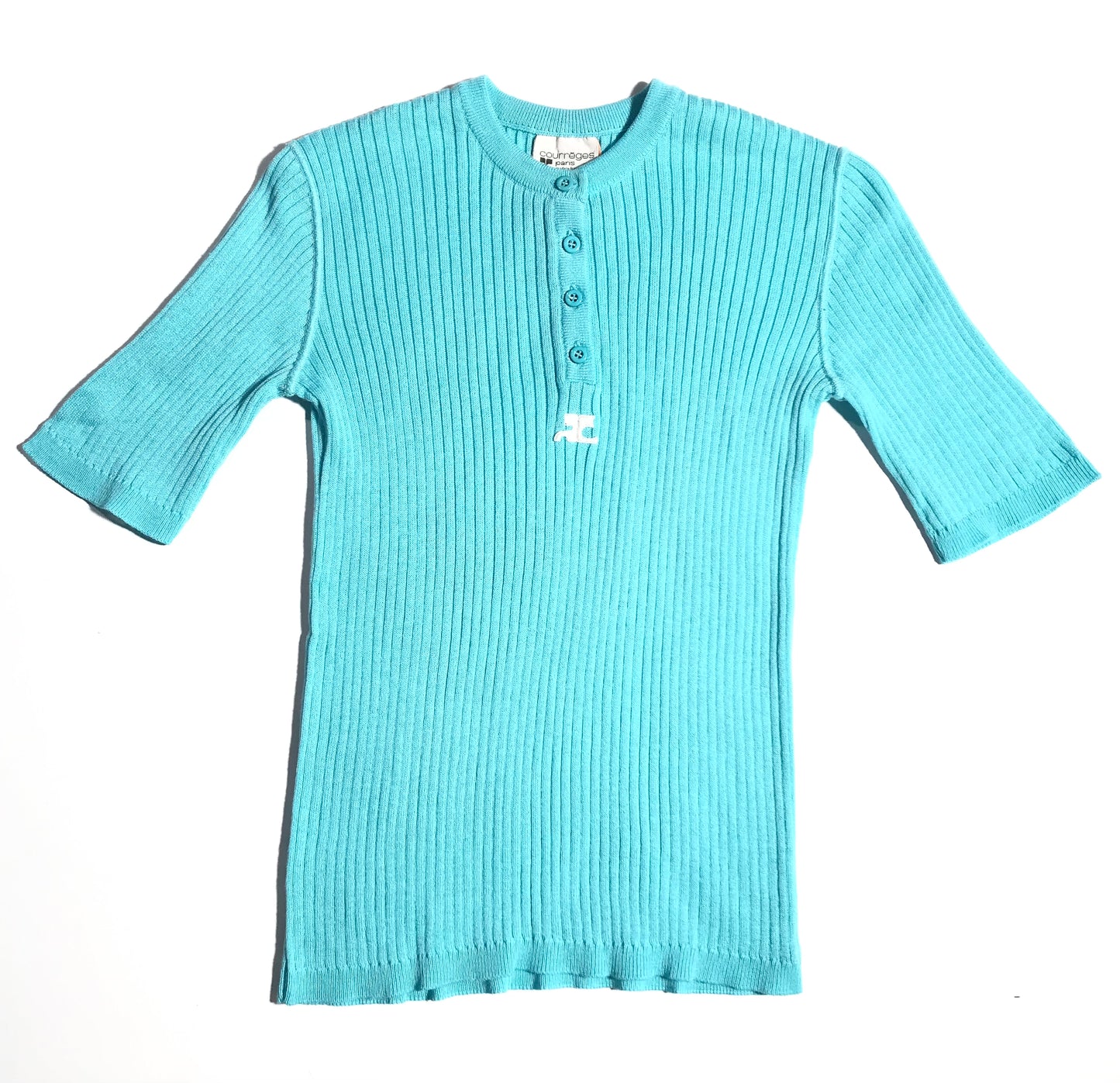 Sky blue Courrèges tunisian sweater