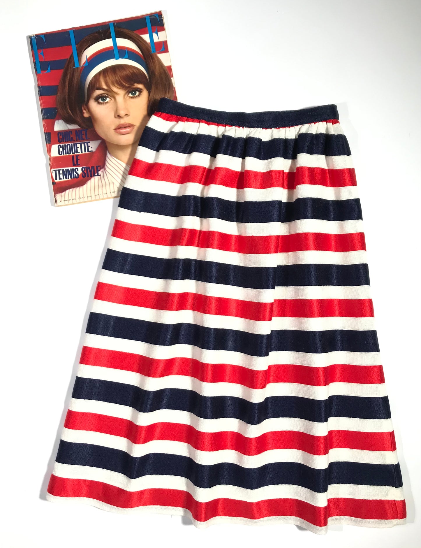 Courrèges skirt blue white red stripes