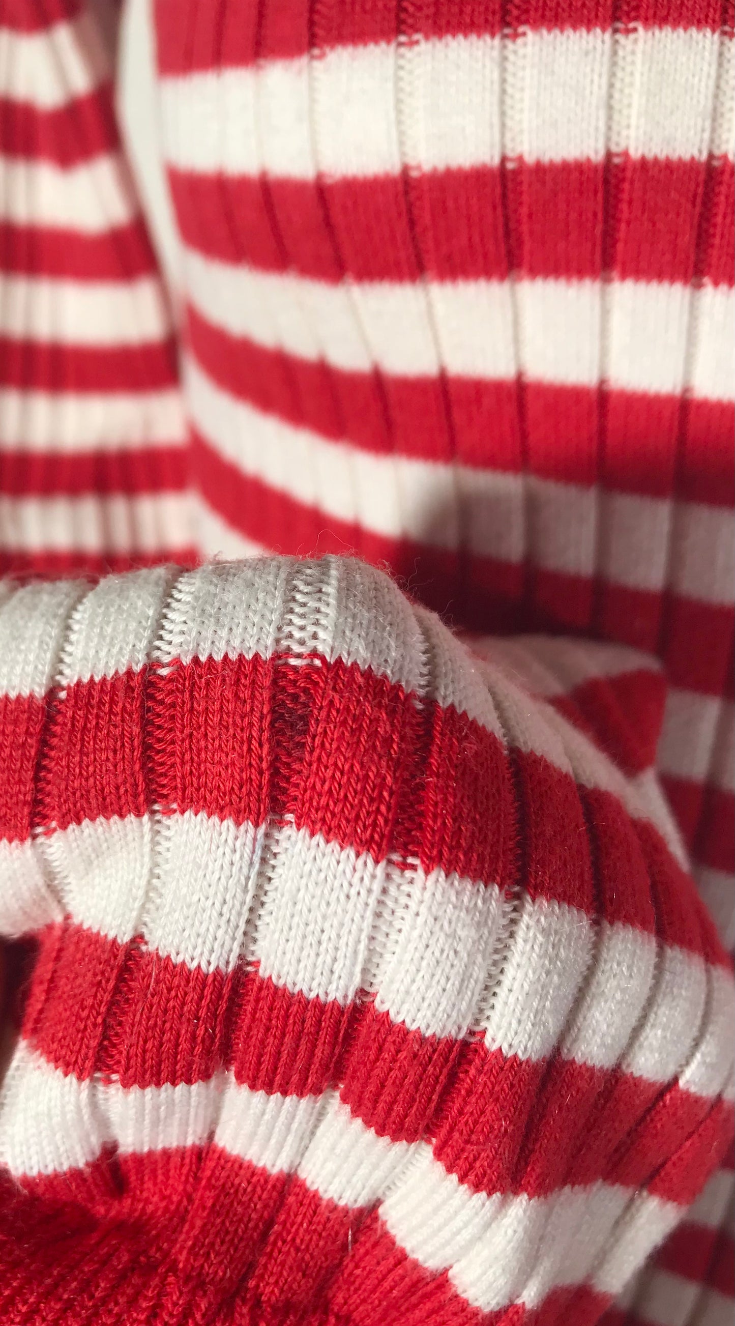 Pull Courrèges col montant marinière rouge et blanc