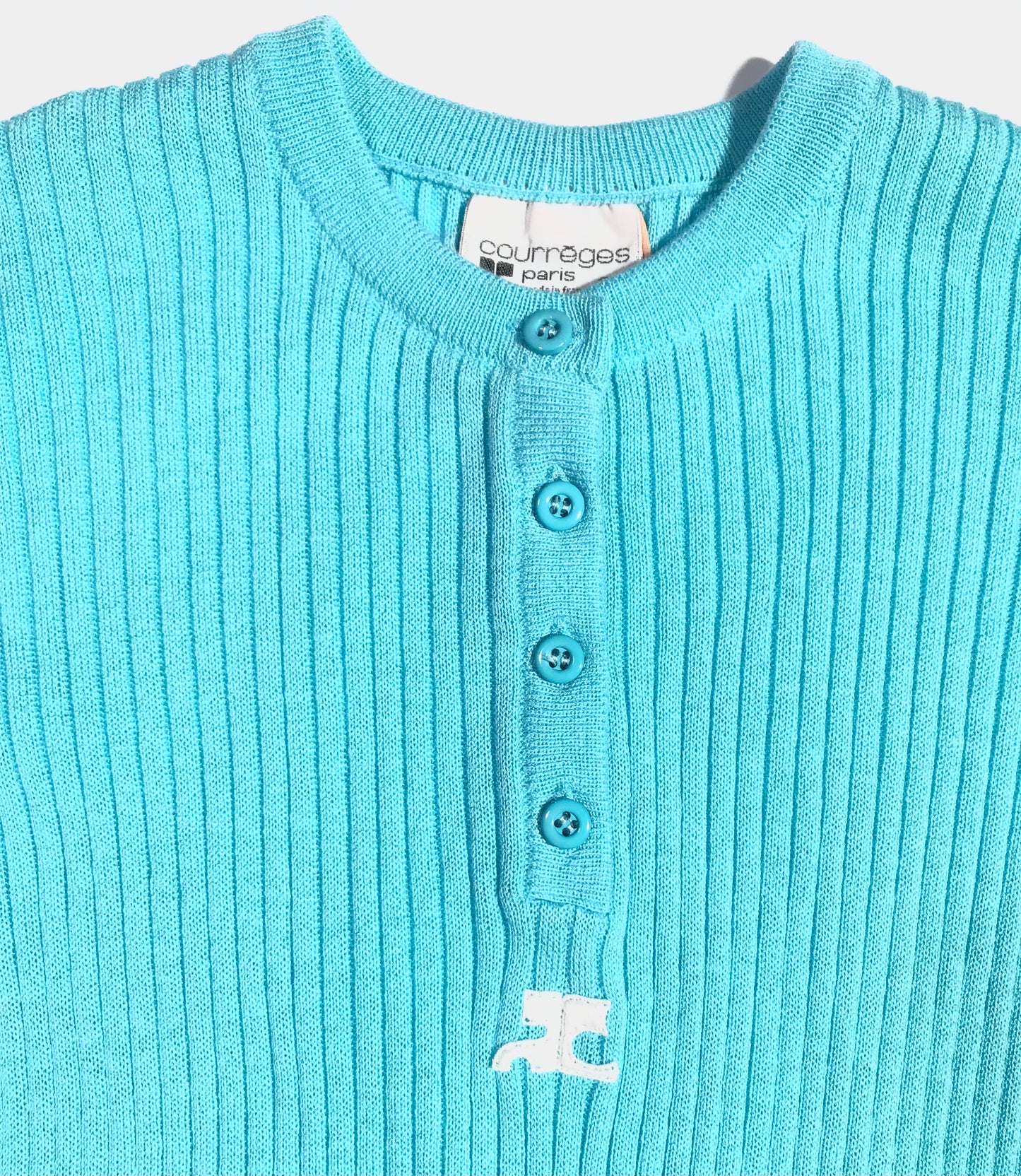 Sky blue Courrèges tunisian sweater