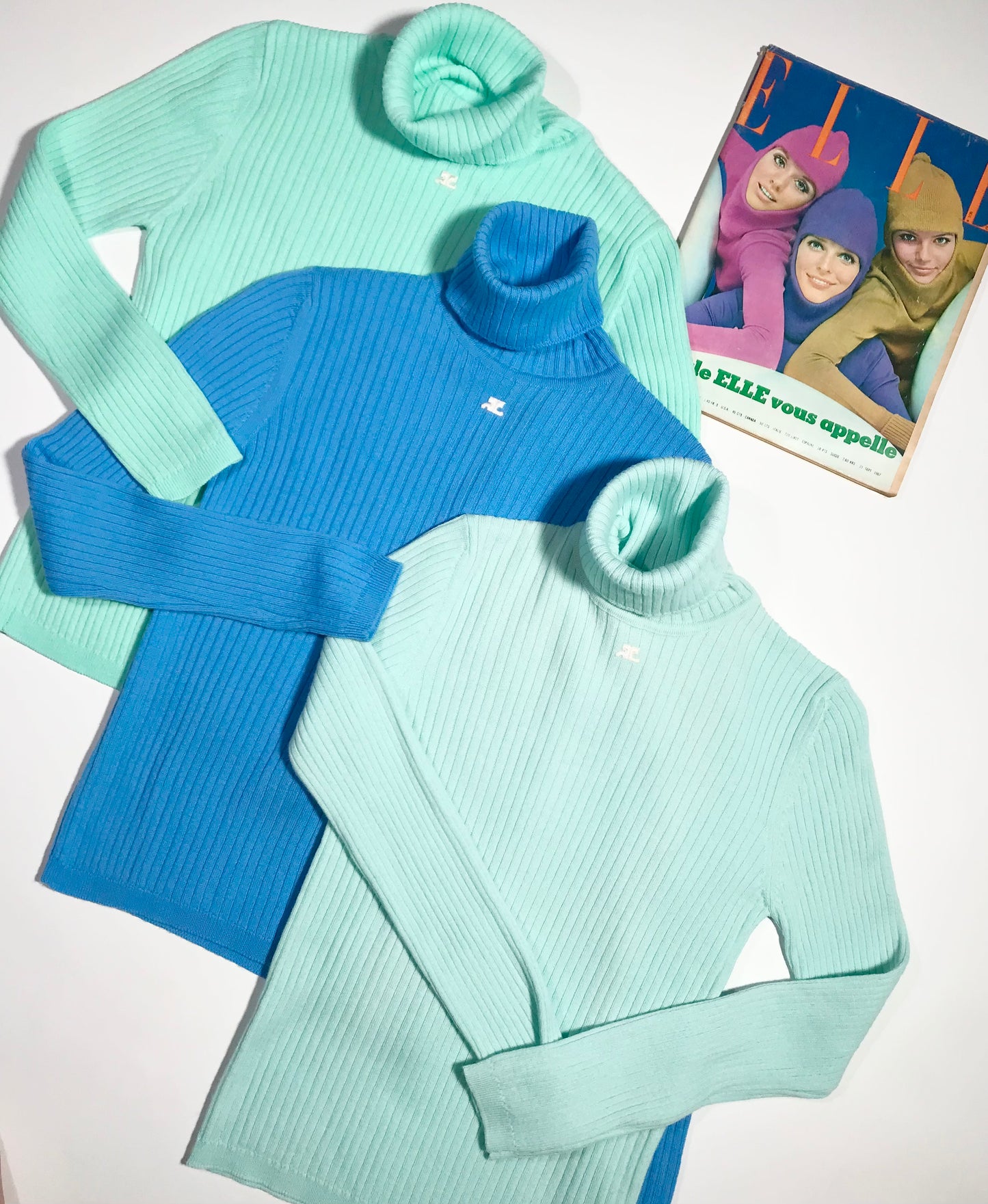 Courrèges mint green turtleneck sweater