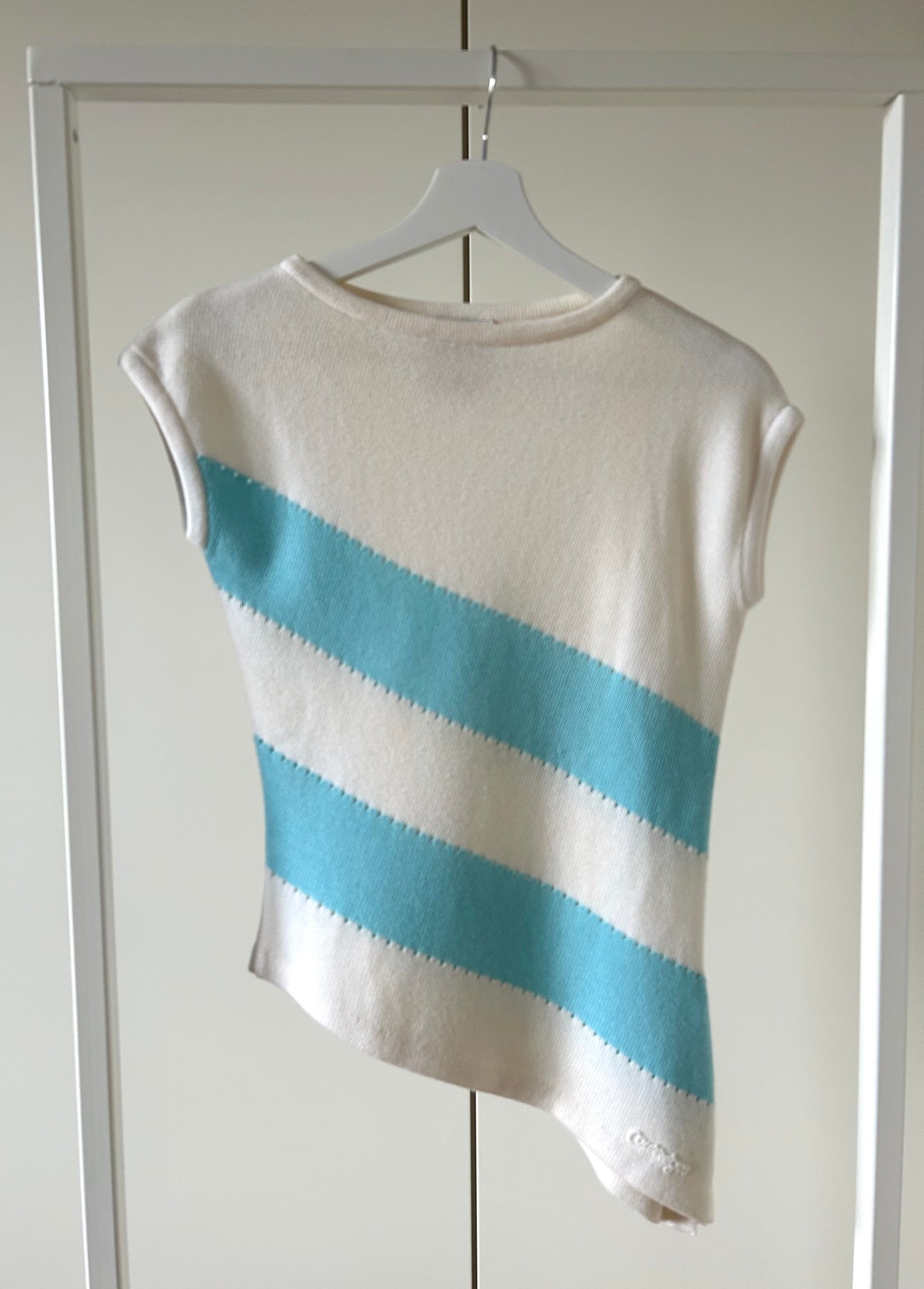 Asymmetric top Courrèges blue/ecru stripes