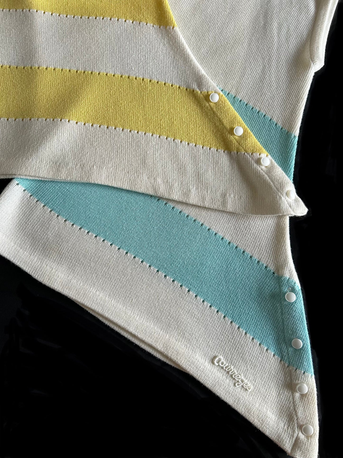 Asymmetric top Courrèges yellow / ecru stripes