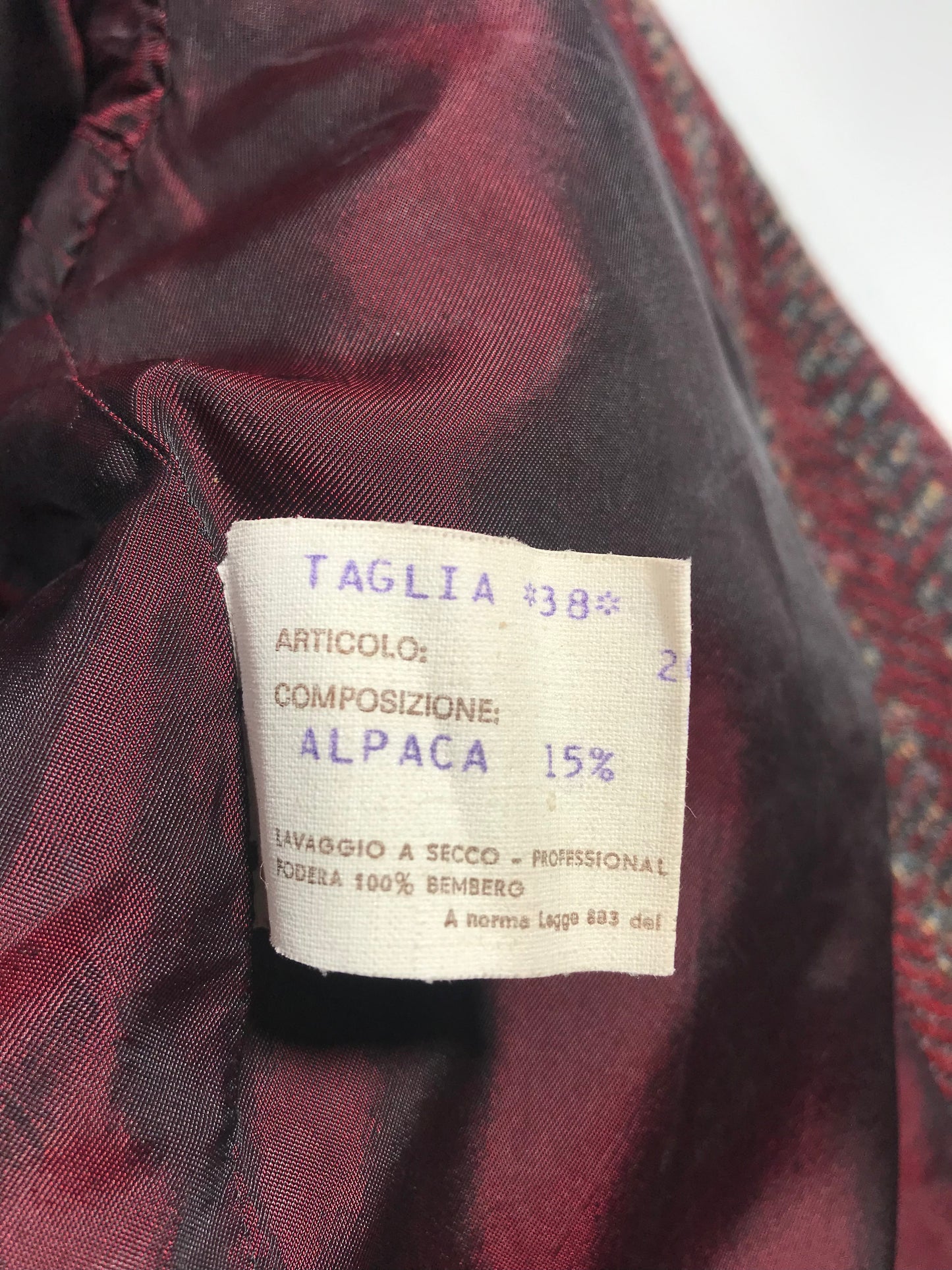 Veste italienne en alpaga des années 70