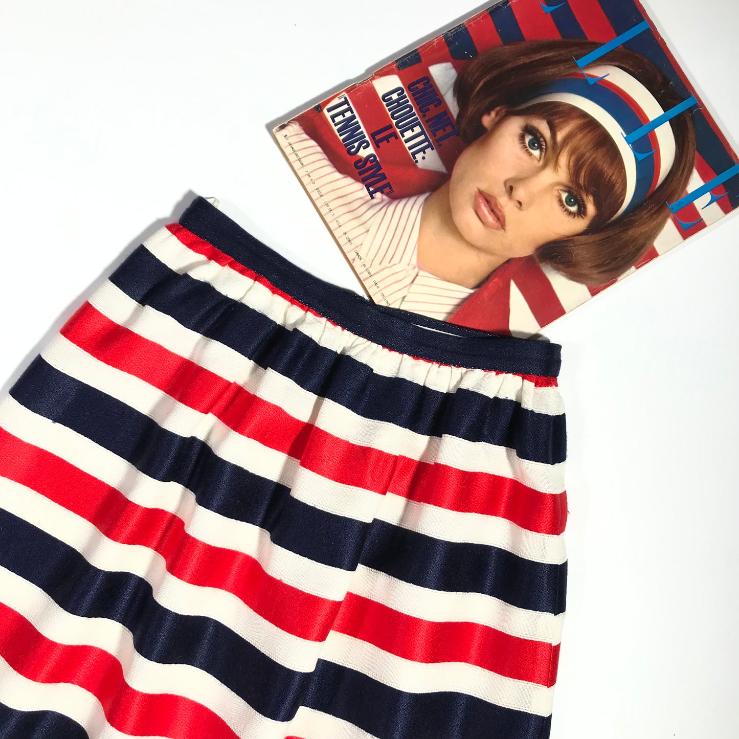 Courrèges skirt blue white red stripes