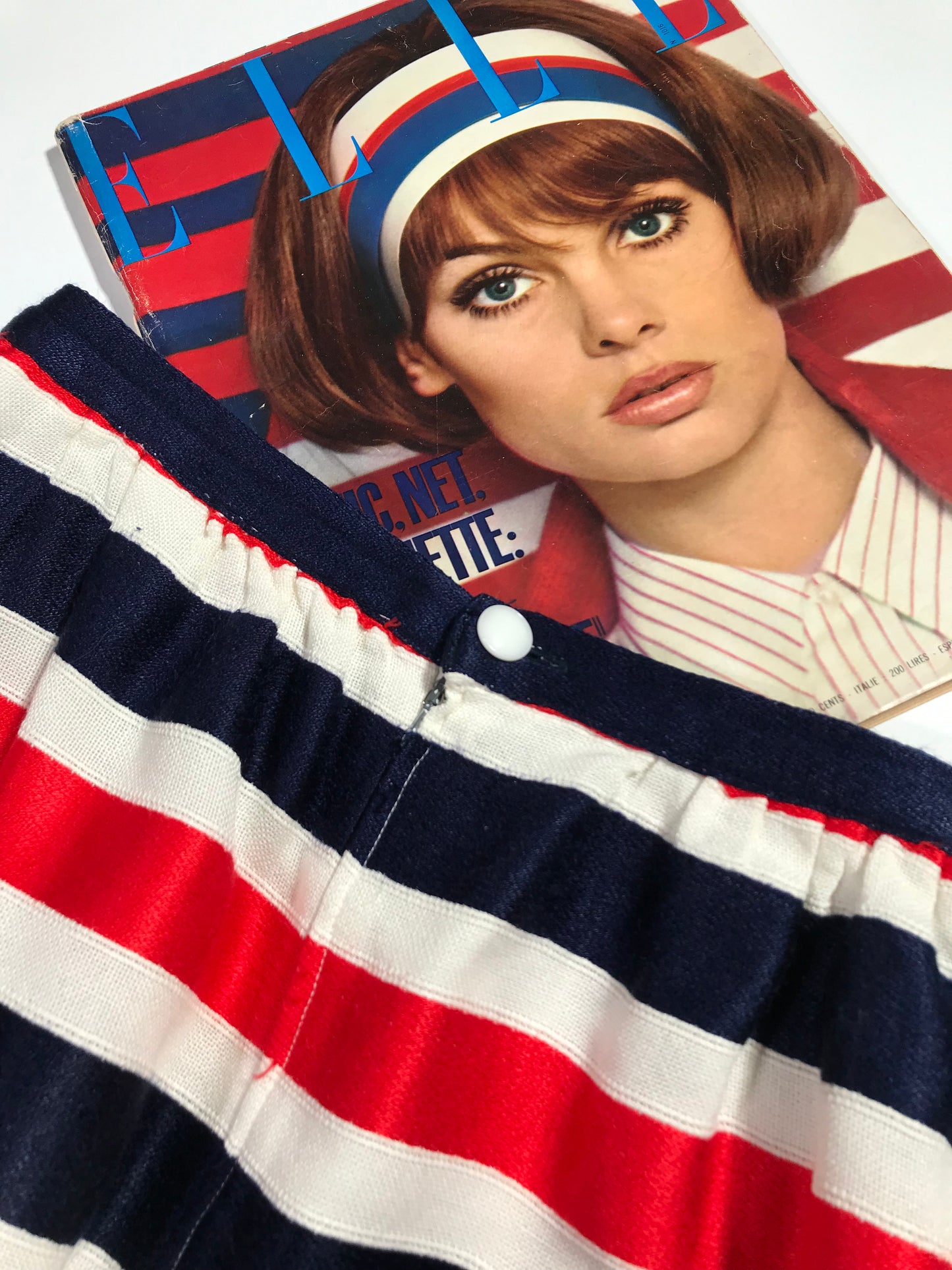 Courrèges skirt blue white red stripes