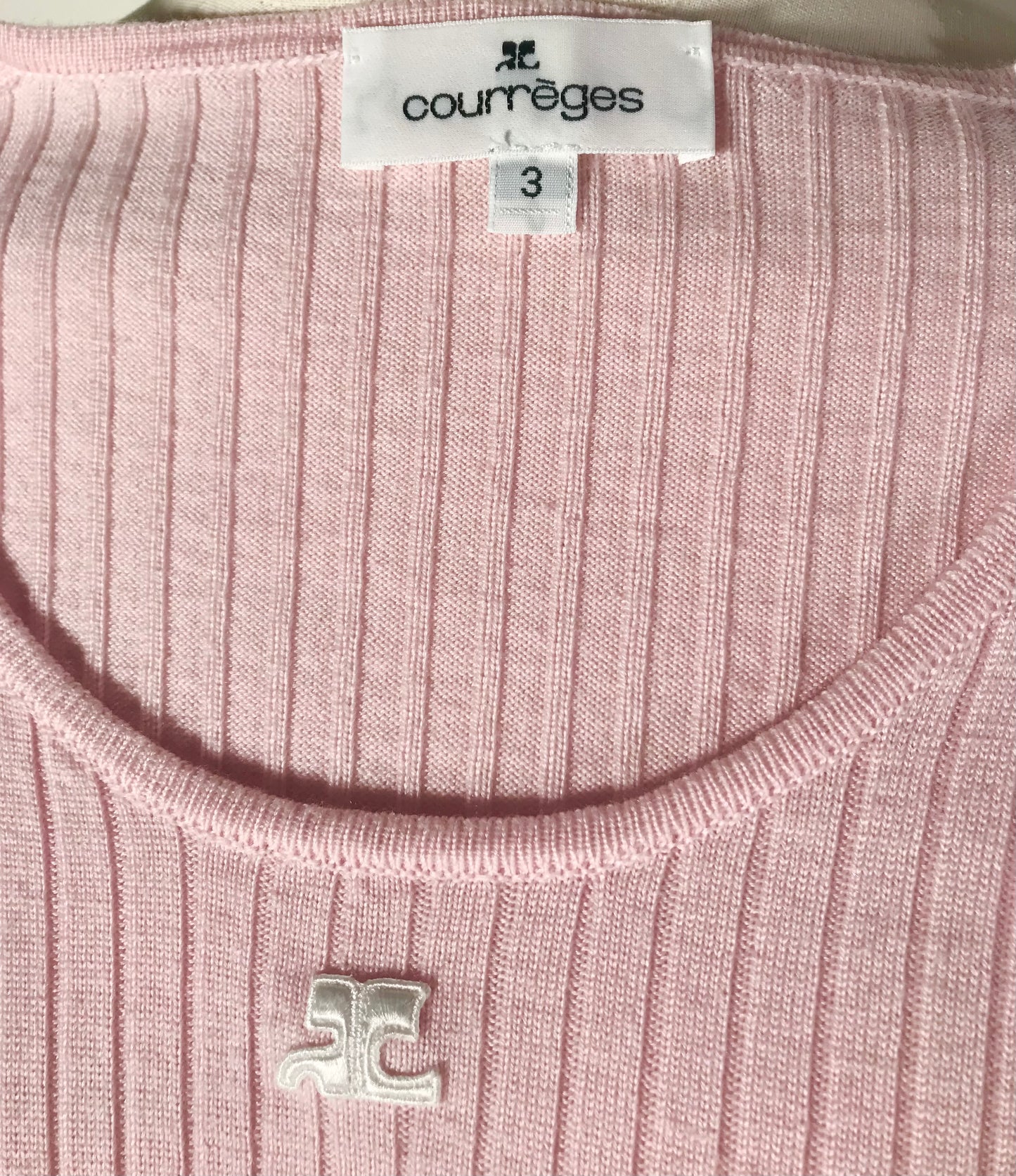 Pull Courrèges rose poudré col rond