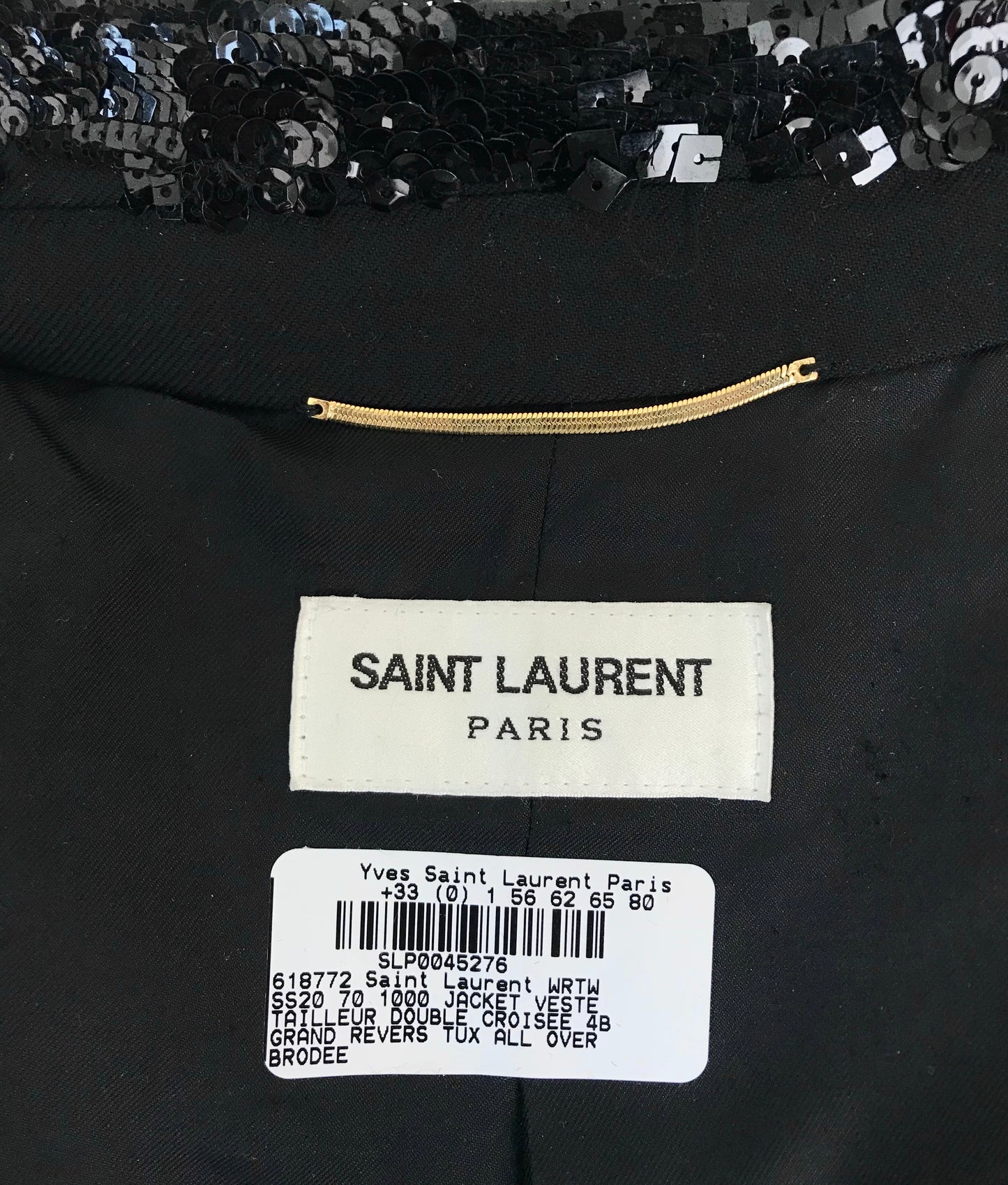 Veste smoking croisée Saint Laurent brodée noire