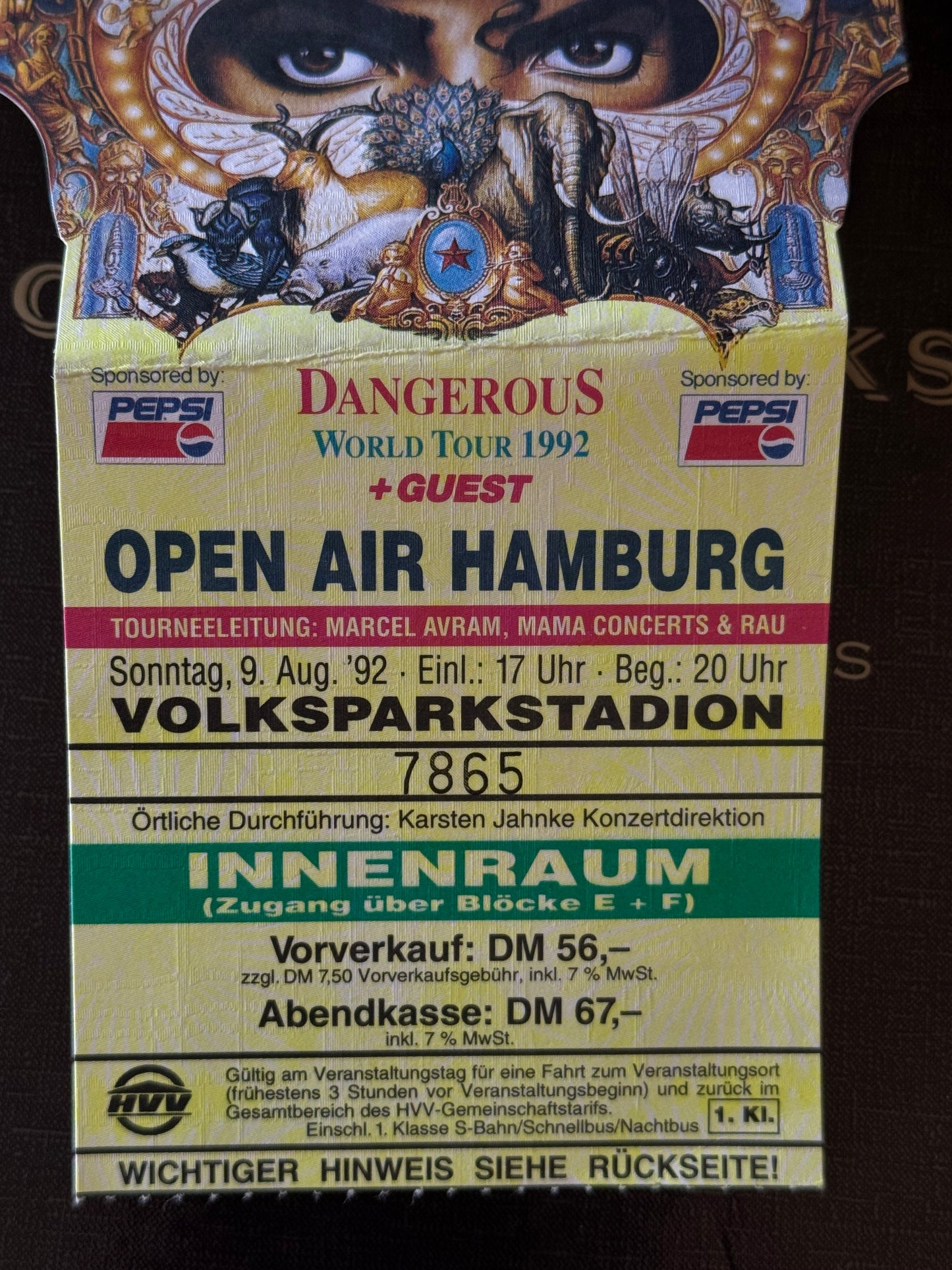 Michael Jackson Ticket concert Hamburg Dangerous World Tour 1992