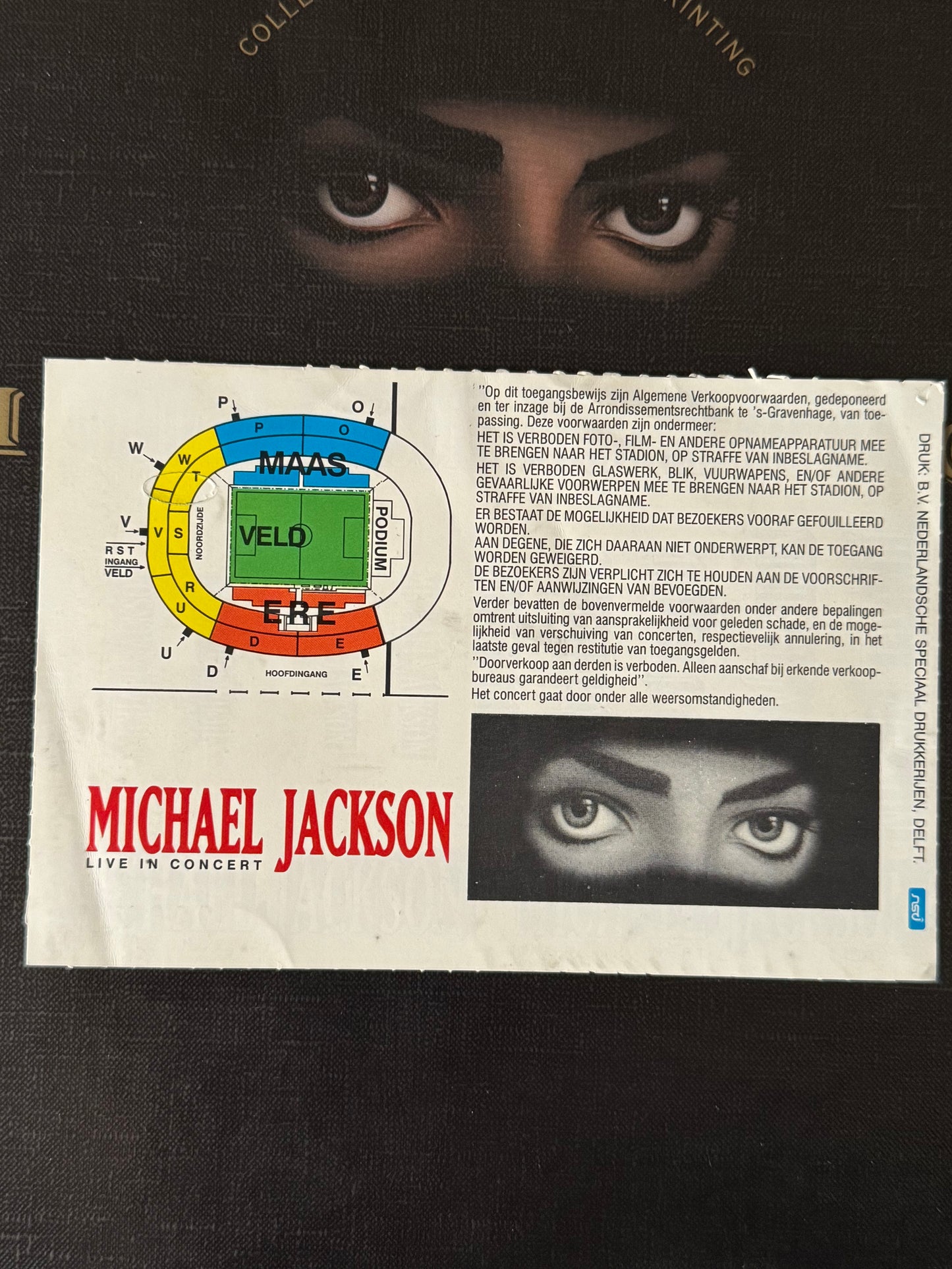 Michael Jackson Billet concert Dangerous Rotterdam 1992 Green ticket