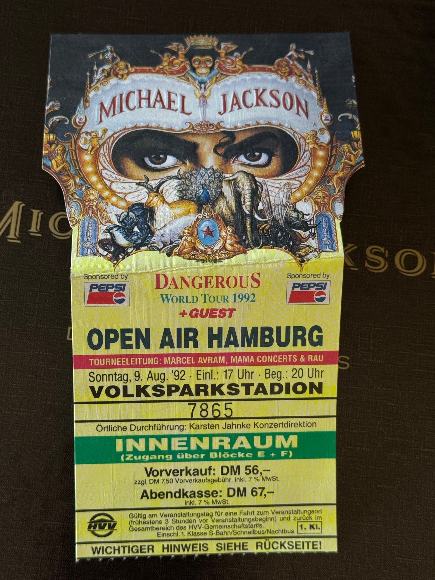 Michael Jackson Ticket concert Hamburg Dangerous World Tour 1992