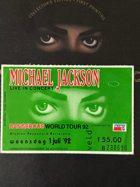 Michael Jackson Billet concert Dangerous Rotterdam 1992 Green ticket
