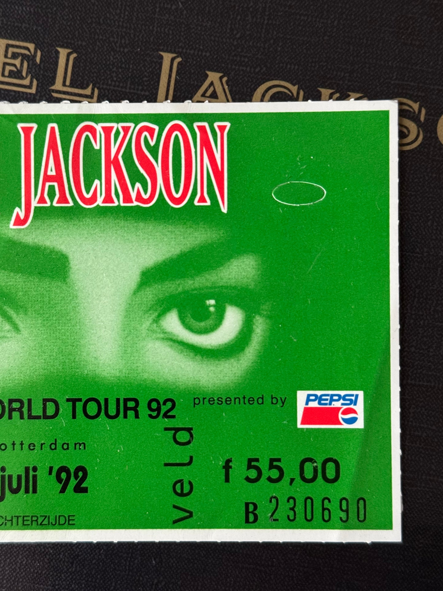 Michael Jackson Billet concert Dangerous Rotterdam 1992 Green ticket