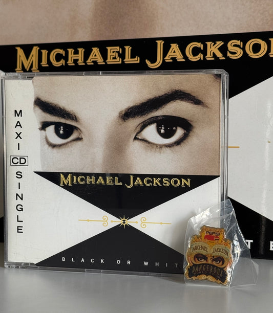 Michael Jackson Pack Dangerous Pin's + CD Maxi Black or White