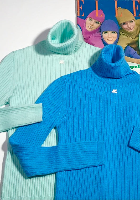 Courrèges Mediterranean blue turtleneck sweater