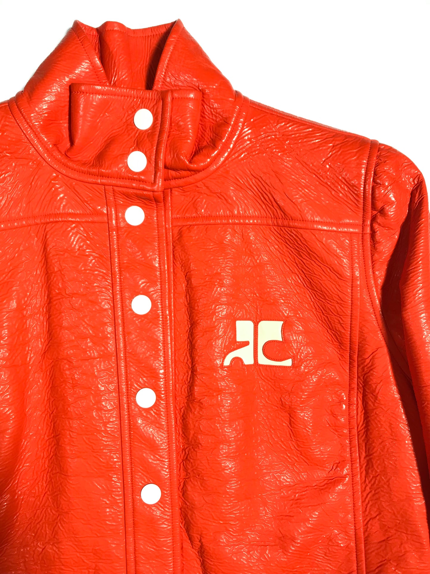 4. Courrèges orange vinyl jacket
