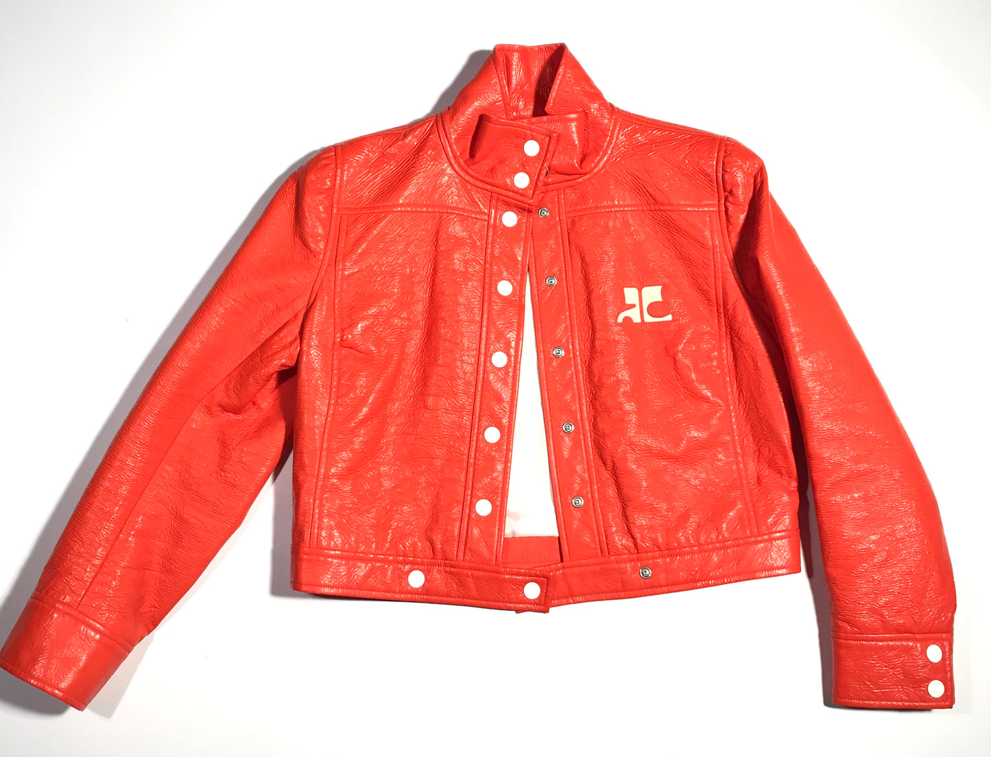 4. Courrèges orange vinyl jacket