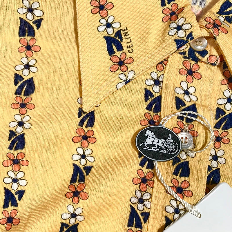 9c. Chemise Céline jaune à fleurs