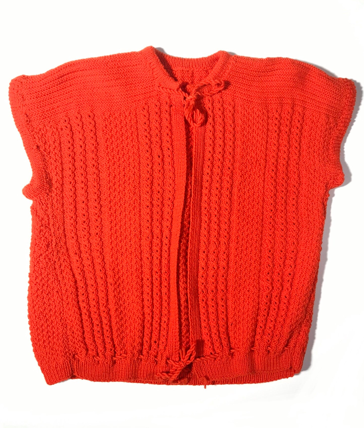 Gilet orange seventies tricoté à la main