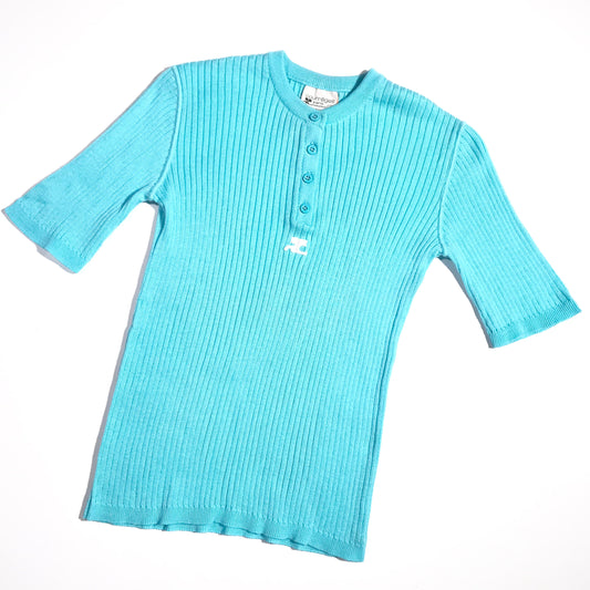 Sky blue Courrèges tunisian sweater