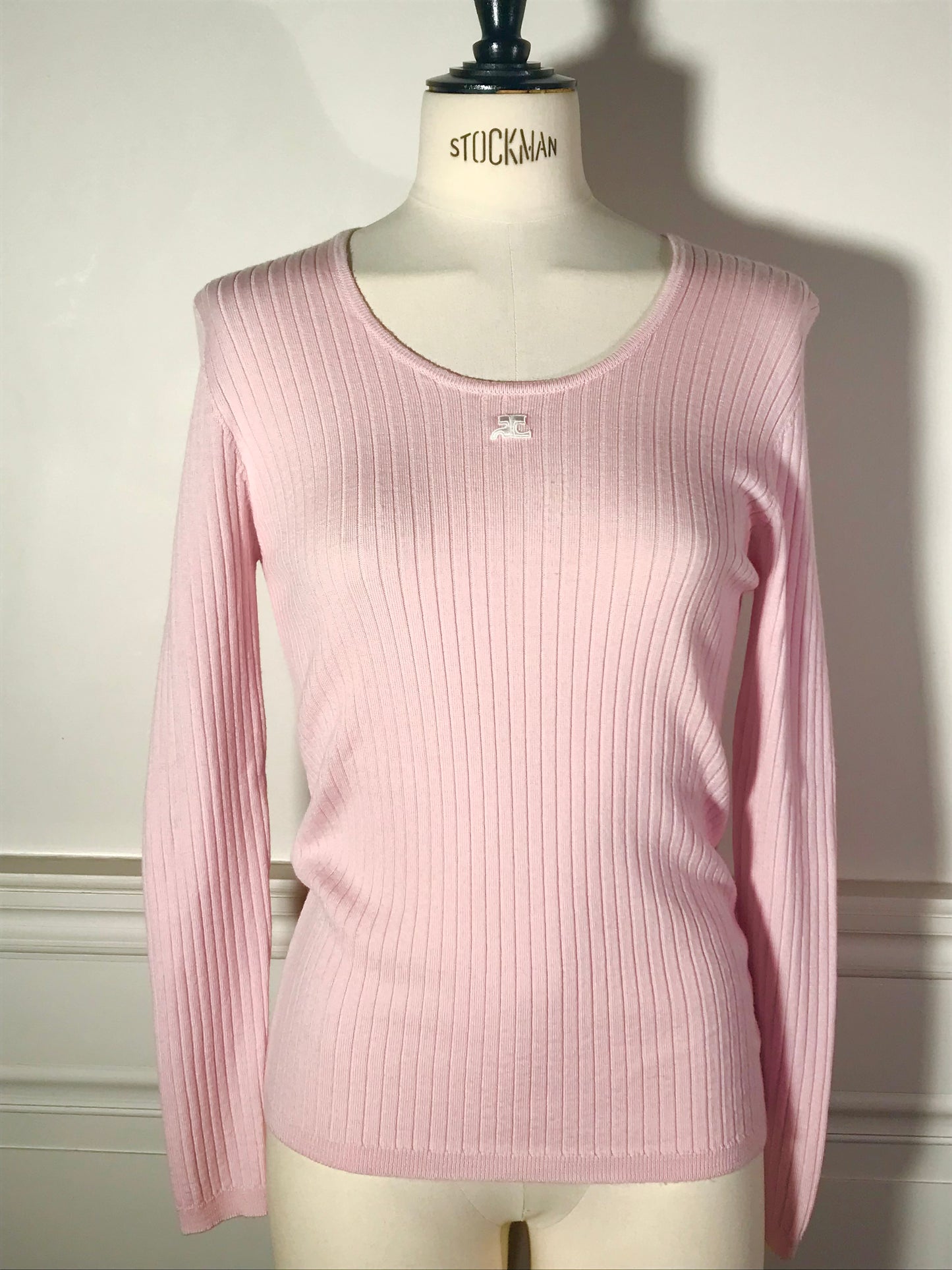 Pull Courrèges rose poudré col rond