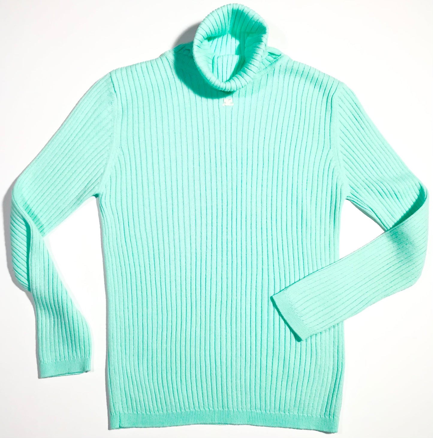 Pull Courrèges col roulé vert menthe