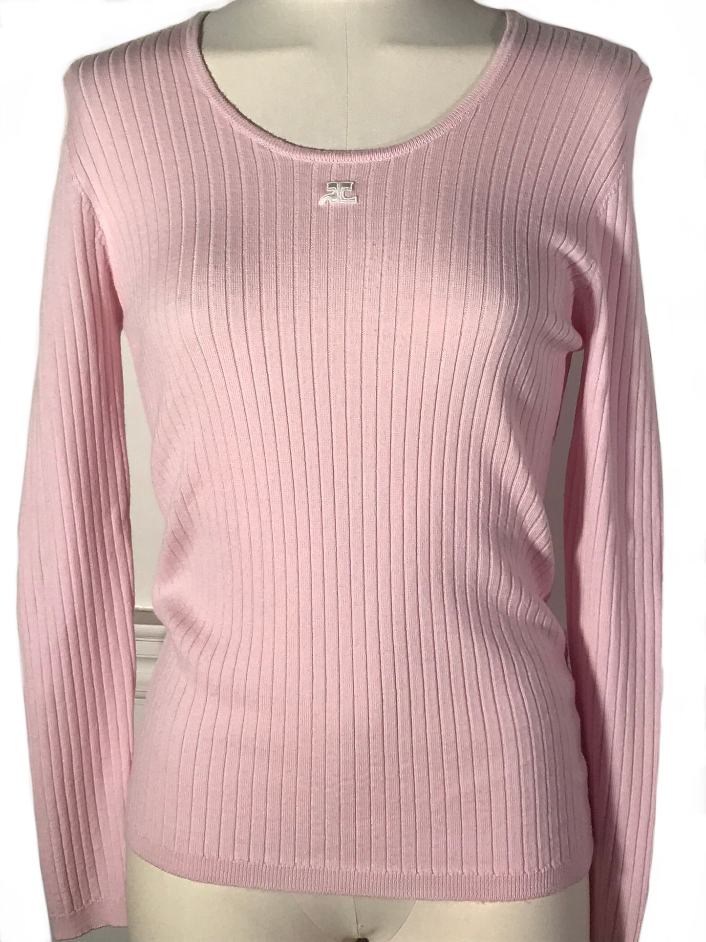 Pull Courrèges rose poudré col rond